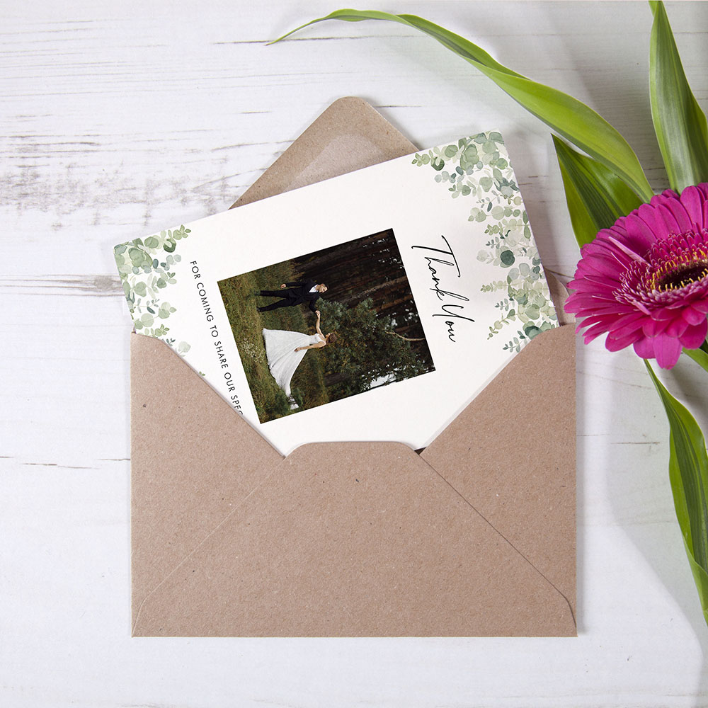 'Classic Eucalyptus CE14' Folded Photo Thank You Card