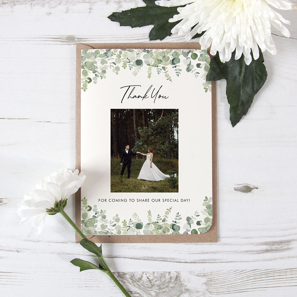 'Classic Eucalyptus CE14' Folded Photo Thank You Card