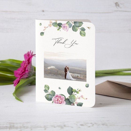 'Eucalyptus Blush' Folded Photo Thank You Card