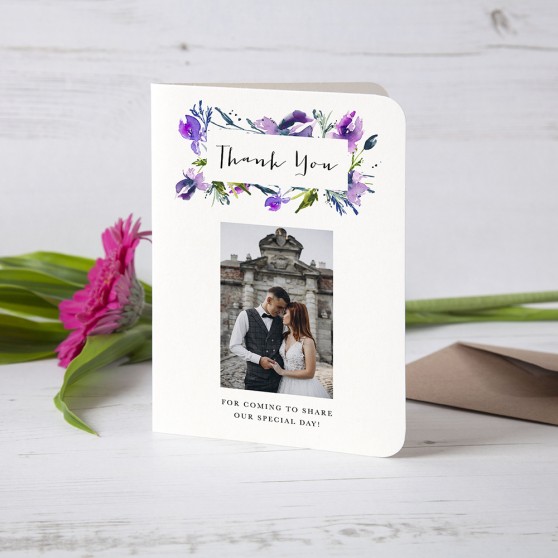 'Midnight Iris' Folded Photo Thank You Card