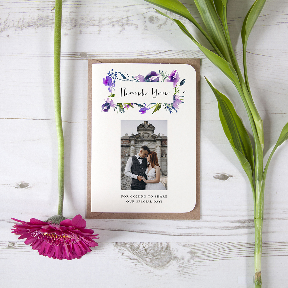 'Midnight Iris' Folded Photo Thank You Card