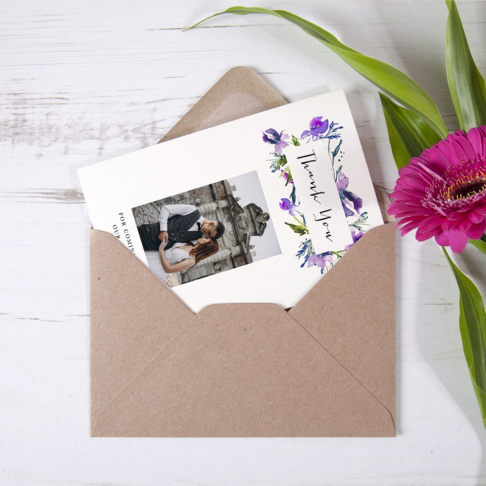 'Midnight Iris' Folded Photo Thank You Card