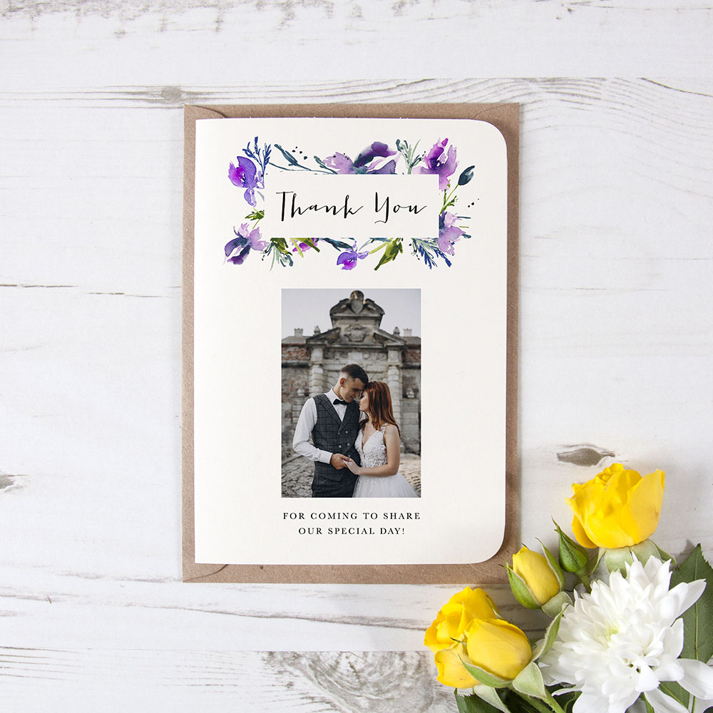 'Midnight Iris' Folded Photo Thank You Card