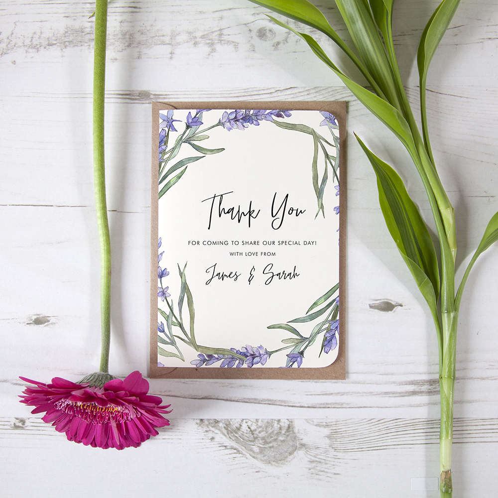 'Lavender' Folded Thank You Card