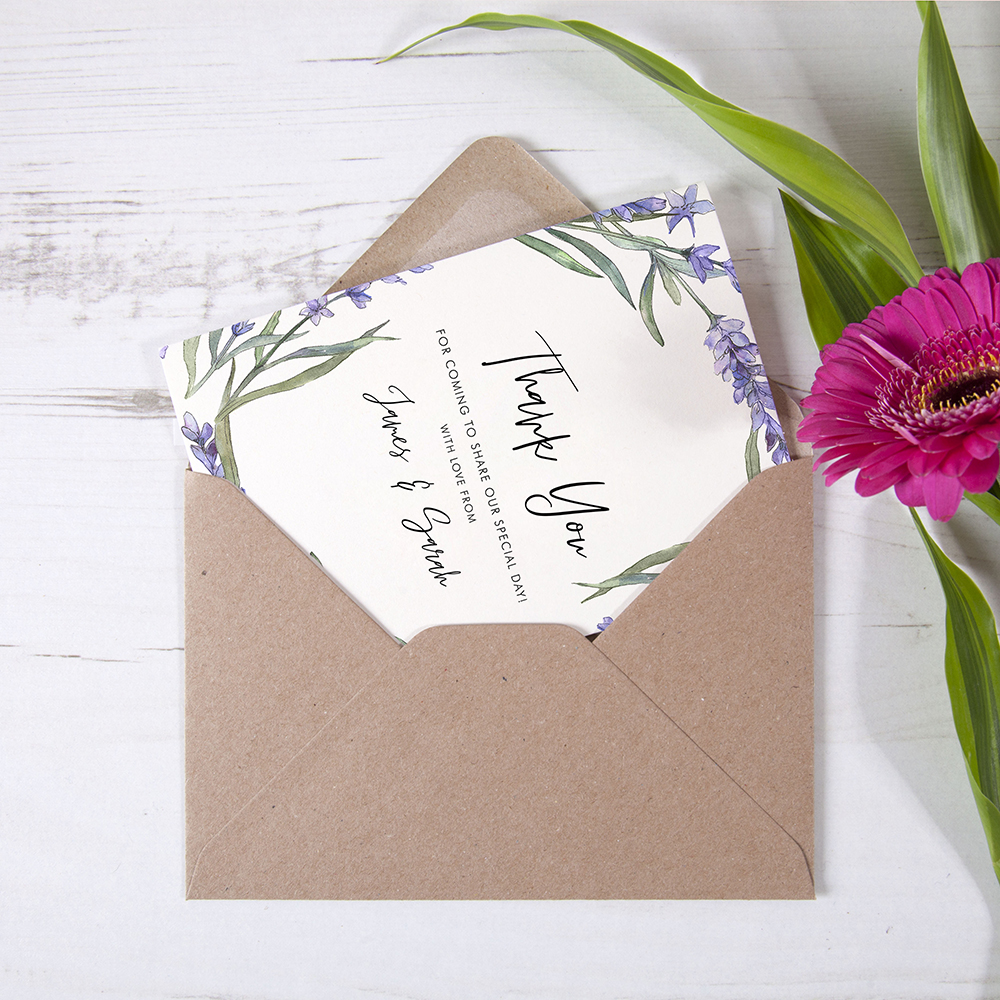 'Lavender' Folded Thank You Card