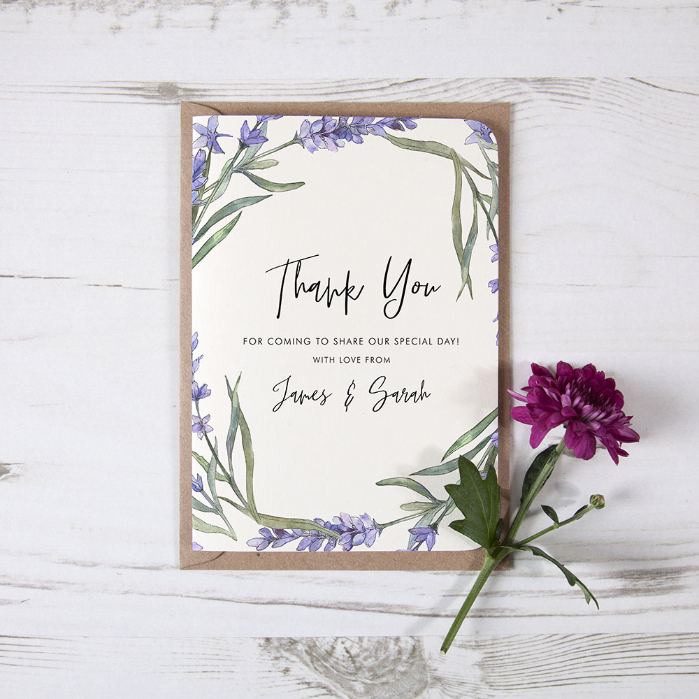 'Lavender' Folded Thank You Card
