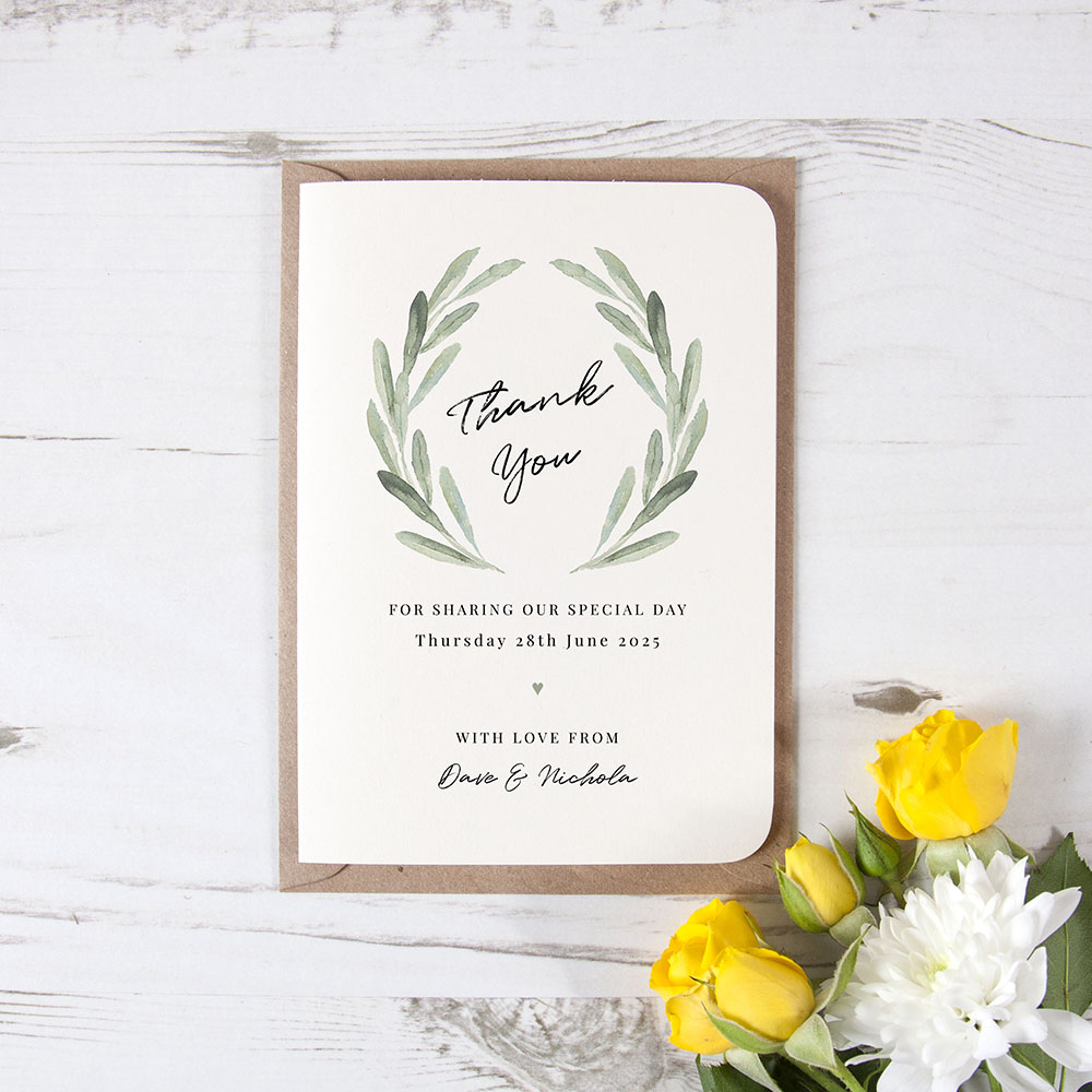 'Olive' Folded Thank You Card