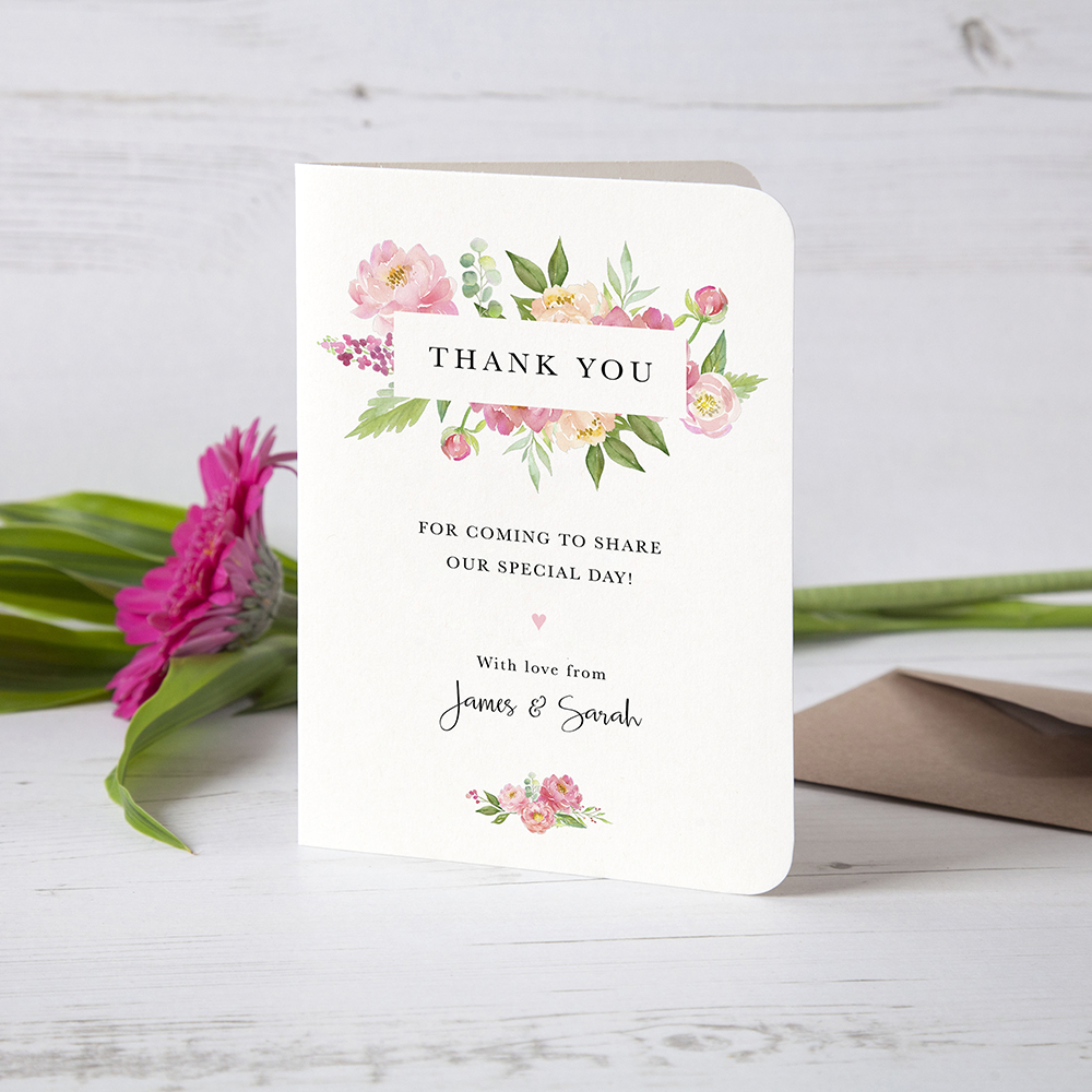 'Peony' Folded Thank You Card