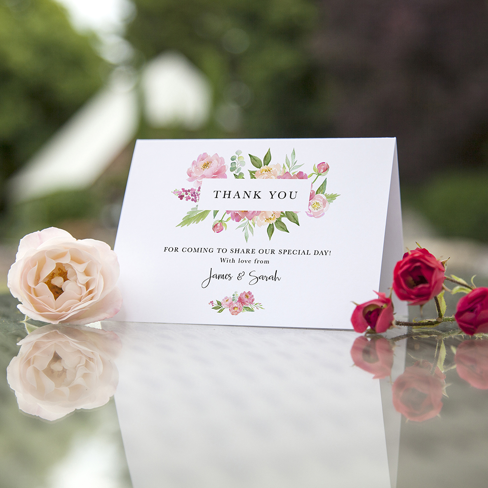 'Peony' Folded Thank You Card