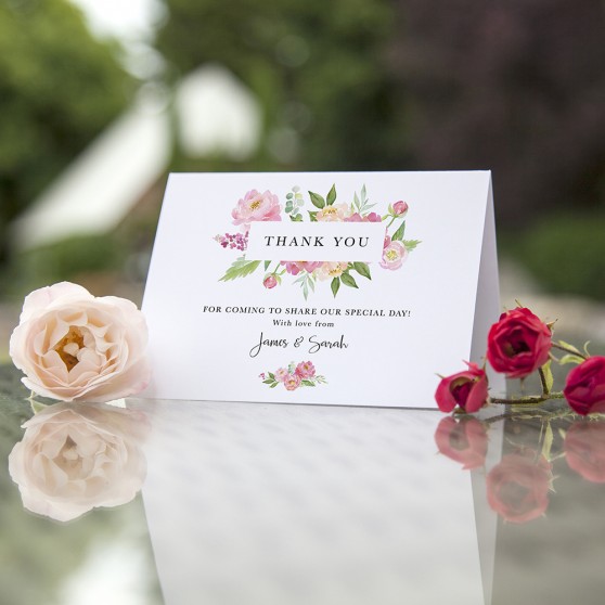 'Peony' Folded Thank You Card