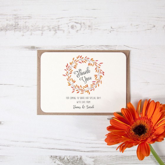 'Autumn Orange' Standard Thank You Card