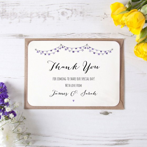 'Purple Flag Bunting' Standard Thank You Card