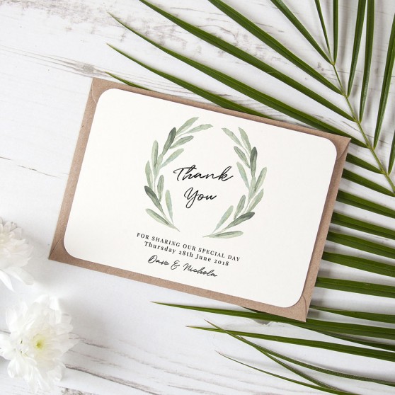 'Olive' Standard Thank You Card