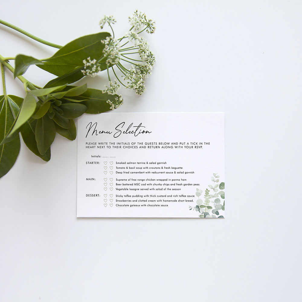 'Classic Eucalyptus' Tri Fold Wedding Invitation