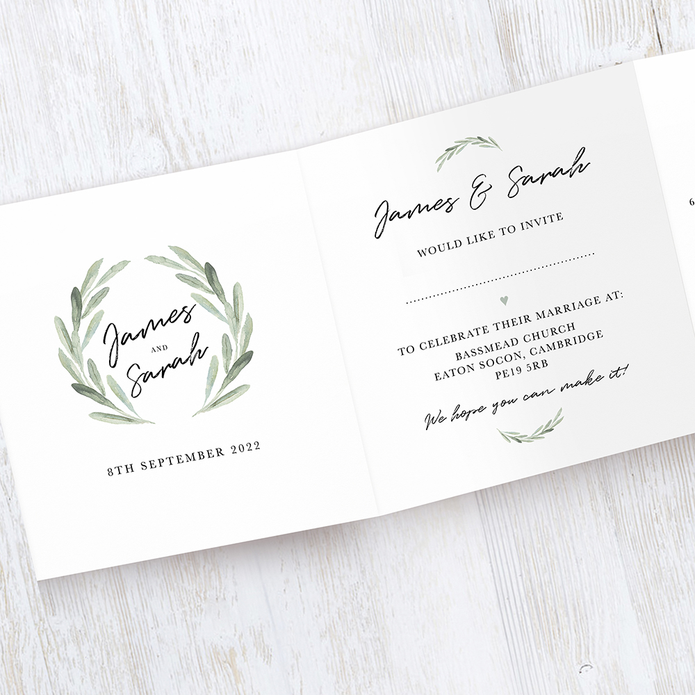 'Olive' Tri Fold Wedding Invitation