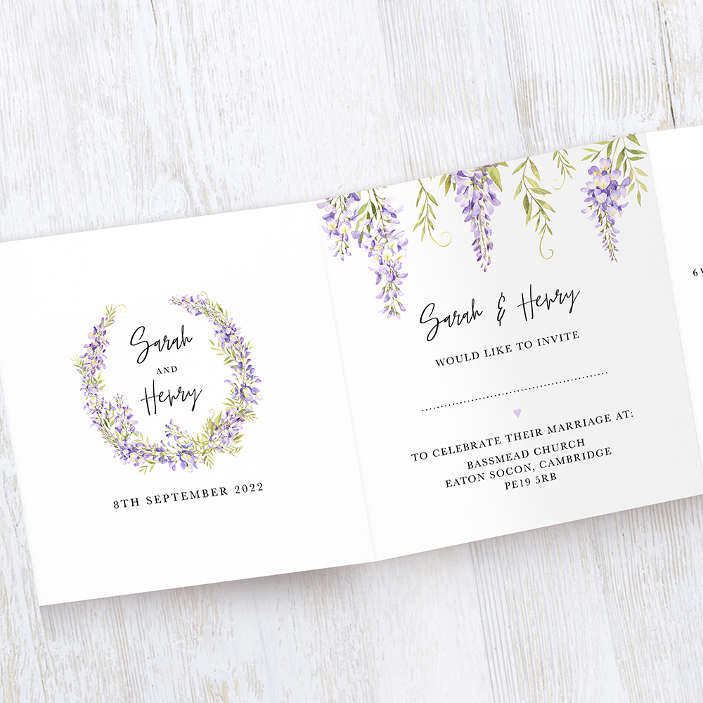 'Wisteria' Tri Fold Wedding Invitation