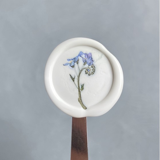 Wax Seals with Pressed Blue Forget Me Not Flowers